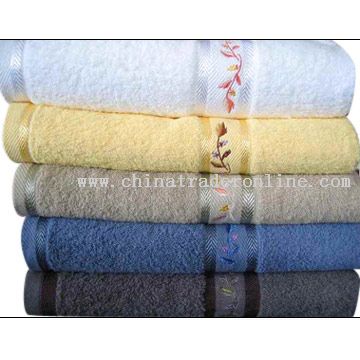 Solid Terry Bath Towel with Embroidery and Border from China