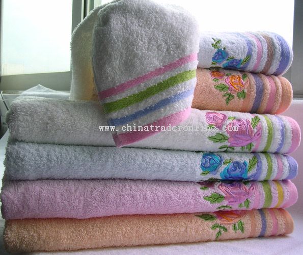 Terry Towel with Embroidery and border from China