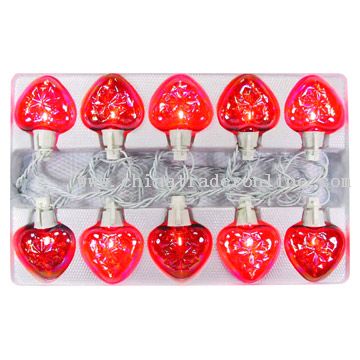 10L Glass Red/Pink Heart Valentine Twin Light