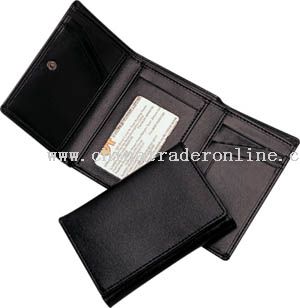 PU material three fold wallet with multi function pockets inside