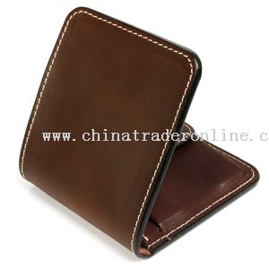 Thick real leather wallet with contrast stitching