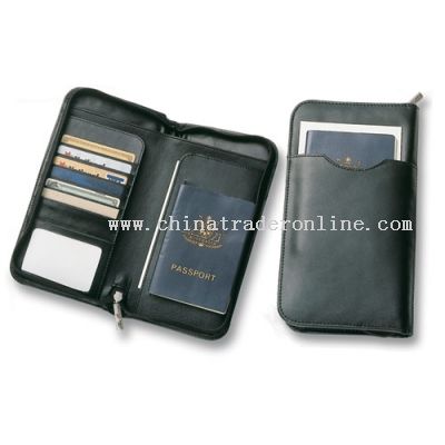 Travel Wallet finished in split leather with sections from China