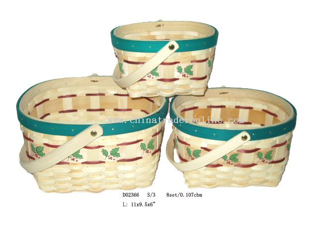 Oval christmas basket s/3