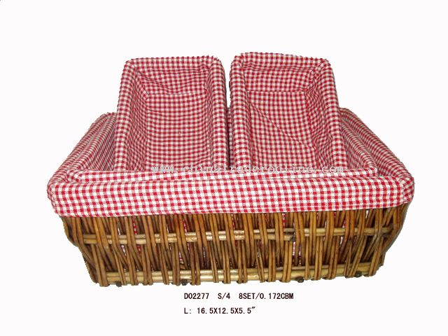 Rect willow basket s/4