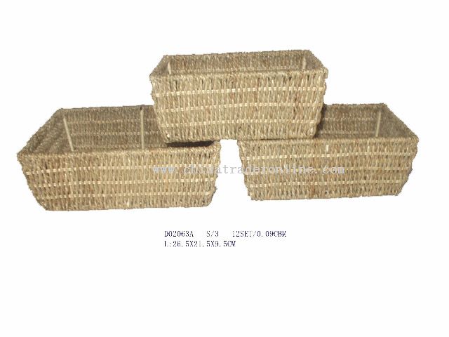Rectangle Seagrass Basket S/3 from China