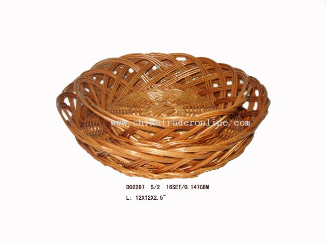 Round willow basket s/2