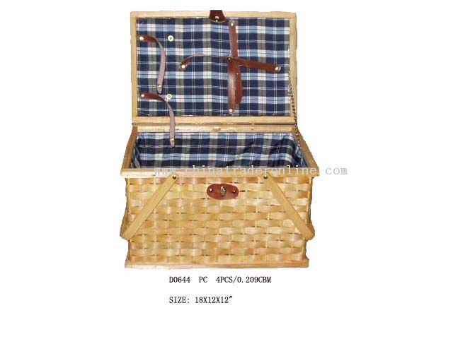 Wood picnic basket