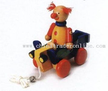 CLOWN ON ROLLING CART