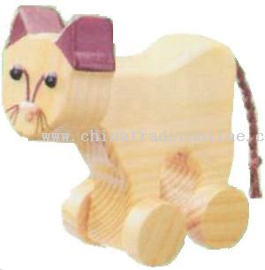 Wooden CAT ON ROLL Toys from China