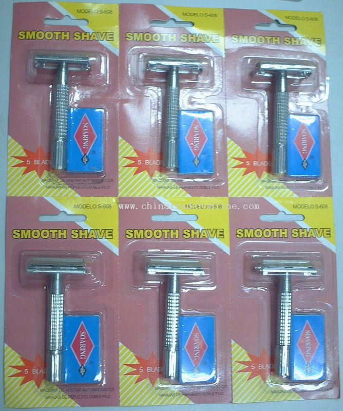 double edge razor with 5 replacement double edge blades from China