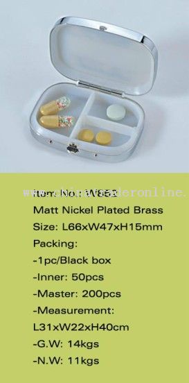 Matt Nickel Plated Brass Pill Box from China