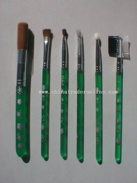 6pc Cosmetic Brushes With Transparent Handle