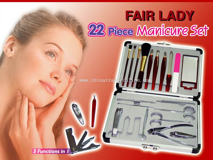 22pc Ladys Manicure Gift Set In Aluminum Case from China