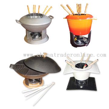 Enamel Cast Iron Fondue Set from China