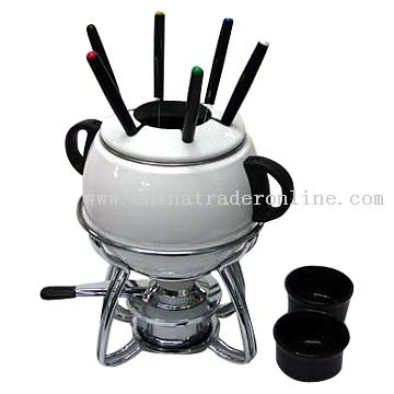 Enamel Fondue Set with Forks