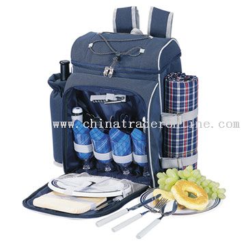 4-Person Picnic Backpack with Blanket