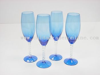 4 PCS GLASS W/TRANSPARENT TWIZZLE HANDLE