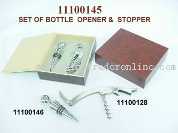 SET OF BOTTLE OPENER AND STOPPER from China