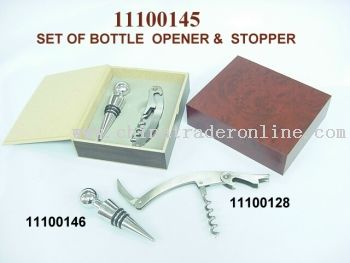 SET OF BOTTLE OPENER AND STOPPER