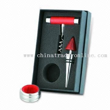 Spectacular Bar Set with Bottle Stopper, Bottle Opener and Wine Collar from China