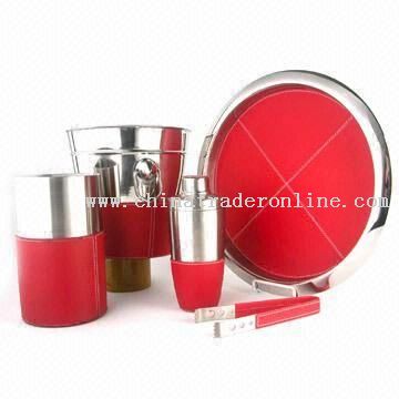 Stainless Steel Bar Set with Red Leather from China