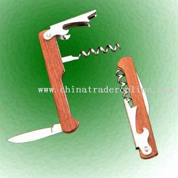 Pocket-Size Wooden Wine Openers with Knife and Corkscrew from China