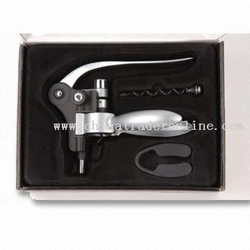 Zinc Alloy Corkscrew with Foil Cutter and Spare Screw in Gift Box from China