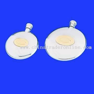 Flying Saucer Hip Flasks with Golden Oval Pattern Stuck