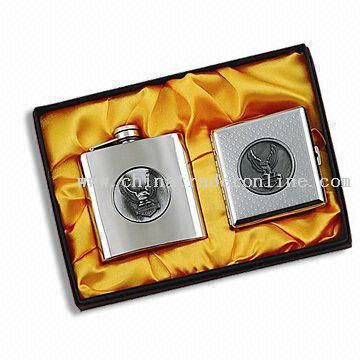 Hip Flask Gift Set with Cigar Clip