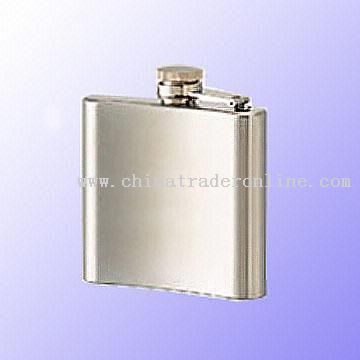 Seven Ounce Stainless Steel Hip Flask with Mirror Finish or Leather Cover from China