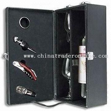 Deluxe Wine Set with Leather Case and Zinc Alloy Wine Stopper