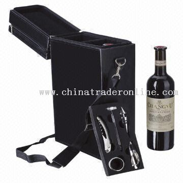 Deluxe Wine Set with Leather Case for Double Bottle