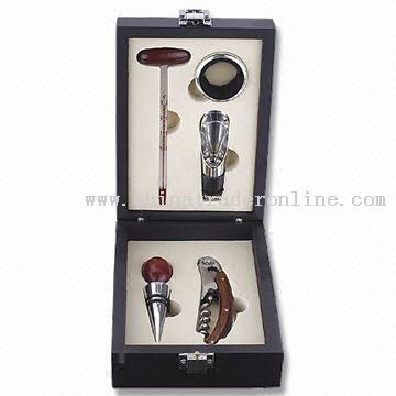 Five-piece Wine Tool Set with Black Wooden Box