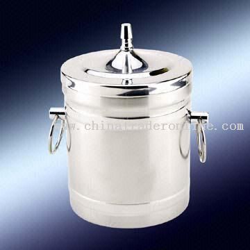 Compact-sized Ice Bucket in Dual-Layered with Lid, Tong from China