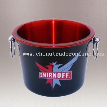 Double-Wall Ice Bucket with Stainless Steel Outer Layer and Plastic Inner Layer from China