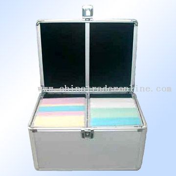 diamond-pattern plate and half-moon-shaped aluminum strips CD case