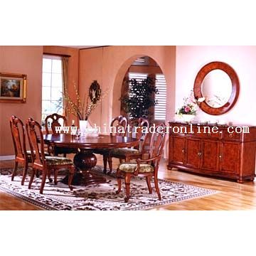 Ash Burl Round Dining Table with Movable Center Panel from China