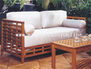 Ourdoor wooden double chair with cushion