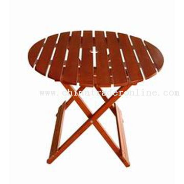 Rubber Wood Slat Round Table from China