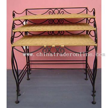 3 Black Wire Rack Woven Rattan Racks Set from China