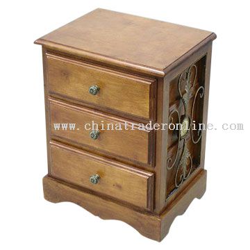 Iron, Rattan and Wood Cabinet with 3 Drawers from China