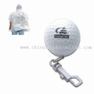 Golf poncho Promotional Rain Poncho in Golf-shaped Case with Keychain