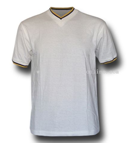 Flat Knitted rib V-neck & Cuffs T-shirts from China