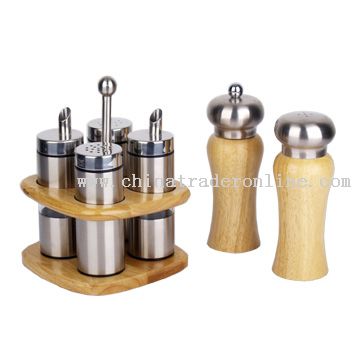 Cruet Set, Pepper Mill and Salt Shaker Set