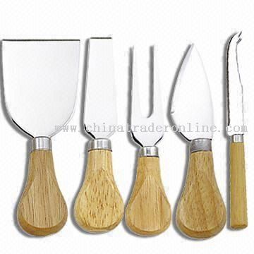 5PCS 5-piece Cheese Knife with Wooden Handle