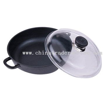 High Body Frying Pan with Glass Cover from China