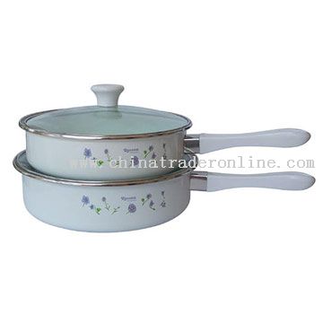 4pc Frying Pan Set with Glass Cover Decor