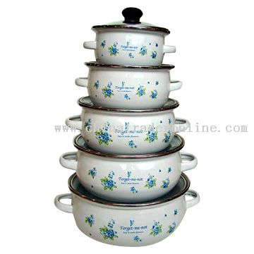 5pc Mini Pot Set with Glass Cover Decor