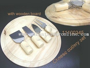 CHEESE CUTLERY SET WITH WOODEN BOARD