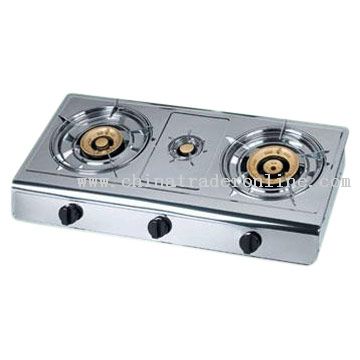 Tabletop Three-Burner Gas Stove with Electronic Ignition